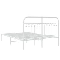 vidaXL Sängram med huvudgavel metall vit 140x190 cm - Bild 6