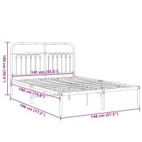 vidaXL Sängram med huvudgavel metall vit 140x190 cm - Bild 8