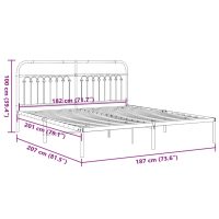 vidaXL Sängram med huvudgavel metall vit 183x203 cm - Bild 8