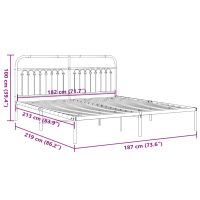 vidaXL Sängram med huvudgavel metall vit 183x213 cm - Bild 8