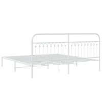 vidaXL Sängram med huvudgavel metall vit 193x203 cm - Bild 6