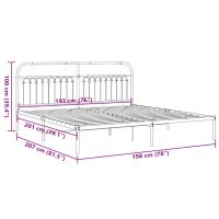 vidaXL Sängram med huvudgavel metall vit 193x203 cm - Bild 8