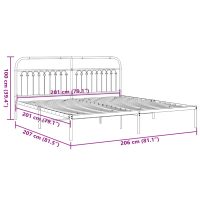 vidaXL Sängram med huvudgavel metall vit 200x200 cm - Bild 8