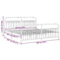 vidaXL Sängram med huvudgavel och fotgavel vit metall 193x203 cm - Bild 8