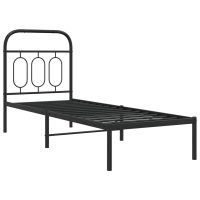 vidaXL Sängram med huvudgavel metall svart 75x190 cm - Bild 2