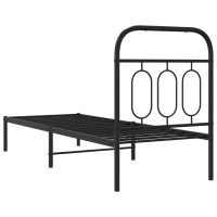 vidaXL Sängram med huvudgavel metall svart 75x190 cm - Bild 6