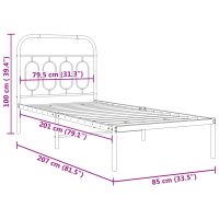 vidaXL Sängram med huvudgavel metall svart 80x200 cm - Bild 8