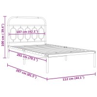 vidaXL Sängram med huvudgavel metall svart 107x203 cm - Bild 8