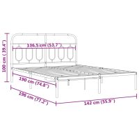 vidaXL Sängram med huvudgavel metall svart 135x190 cm - Bild 8