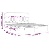 vidaXL Sängram med huvudgavel metall svart 183x213 cm - Bild 8