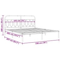 vidaXL Sängram med huvudgavel metall svart 193x203 cm - Bild 8