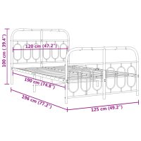 vidaXL Sängram med huvudgavel och fotgavel svart metall 120x190 cm - Bild 8