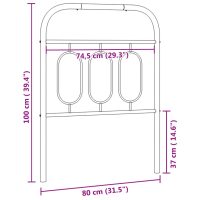 vidaXL Huvudgavel metall svart 75 cm - Bild 6