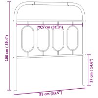 vidaXL Huvudgavel metall svart 80 cm - Bild 6