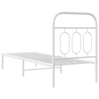 vidaXL Sängram med huvudgavel metall vit 75x190 cm - Bild 6