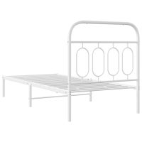 vidaXL Sängram med huvudgavel metall vit 90x200 cm - Bild 6