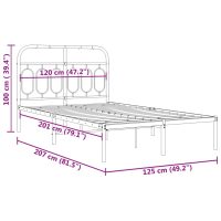 vidaXL Sängram med huvudgavel metall vit 120x200 cm - Bild 8