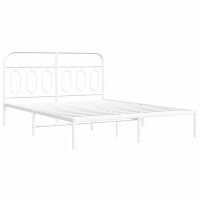 vidaXL Sängram med huvudgavel metall vit 135x190 cm - Bild 2