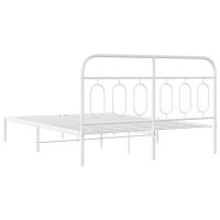 vidaXL Sängram med huvudgavel metall vit 135x190 cm - Bild 6