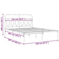 vidaXL Sängram med huvudgavel metall vit 140x200 cm - Bild 8