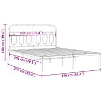 vidaXL Sängram med huvudgavel metall vit 150x200 cm - Bild 8