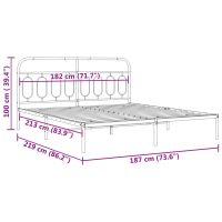 vidaXL Sängram med huvudgavel metall vit 183x213 cm - Bild 8