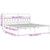 vidaXL Sängram med huvudgavel metall vit 200x200 cm - Bild 8