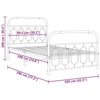 vidaXL Sängram med huvudgavel och fotgavel vit metall 100x190 cm - Bild 8