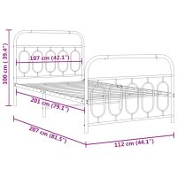 vidaXL Sängram med huvudgavel och fotgavel vit metall 107x203 cm - Bild 8