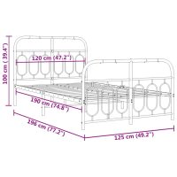 vidaXL Sängram med huvudgavel och fotgavel vit metall 120x190 cm - Bild 8