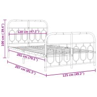 vidaXL Sängram med huvudgavel och fotgavel vit metall 120x200 cm - Bild 8