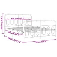 vidaXL Sängram med huvudgavel och fotgavel vit metall 135x190 cm - Bild 8