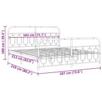 vidaXL Sängram med huvudgavel och fotgavel vit metall 183x213 cm - Bild 8