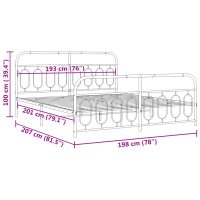 vidaXL Sängram med huvudgavel och fotgavel vit metall 193x203 cm - Bild 8