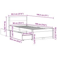 vidaXL Sängram med lådor 90x190 cm massiv furu - Bild 10