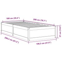 vidaXL Sängram vit 100x200 cm massiv furu - Bild 9