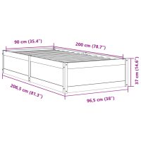 vidaXL Sängram vit 90x200 cm massiv furu - Bild 9