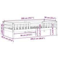 vidaXL Sängram vit 90x200 cm massiv furu - Bild 9