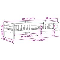 vidaXL Sängram vaxad brun 90x200 cm massiv furu - Bild 9