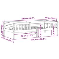 vidaXL Dagbädd Vit 80x200 cm massiv furu - Bild 9