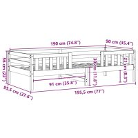 vidaXL Sängram vaxad brun 90x190 cm massiv furu - Bild 9