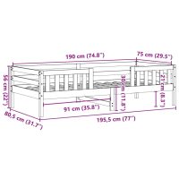 vidaXL Dagbädd vit 75x190 cm massivt furu - Bild 9