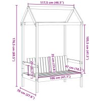 vidaXL Bänk med tak 117,5x70x176,5 cm massiv furu - Bild 9