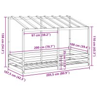 vidaXL Barnsäng med tak 100x200 cm massiv furu - Bild 9