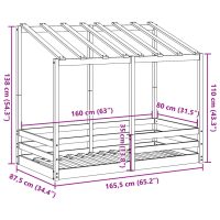 vidaXL Barnsäng med tak 80x160 cm massiv furu - Bild 9