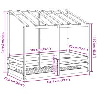 vidaXL Barnsäng med tak 70x140 cm massiv furu - Bild 9