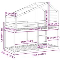 vidaXL Våningssäng med tak vaxad brun 90x190 cm massiv furu - Bild 12