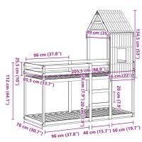 vidaXL Våningssäng med tak vaxad brun 80x200 cm massiv furu - Bild 12