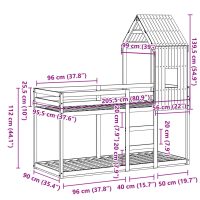 vidaXL Våningssäng med tak vaxad brun 90x200 cm massiv furu - Bild 12