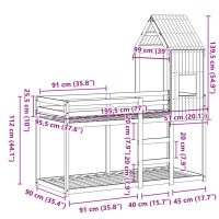 vidaXL Våningssäng med tak 90x190 cm massiv furu - Bild 12